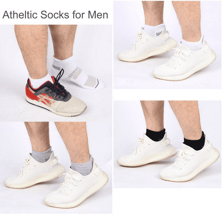 COOPLUS Men's Athletic Ankle Socks Mens Cushioned Breathable Low Cut Socks  6 Pairs