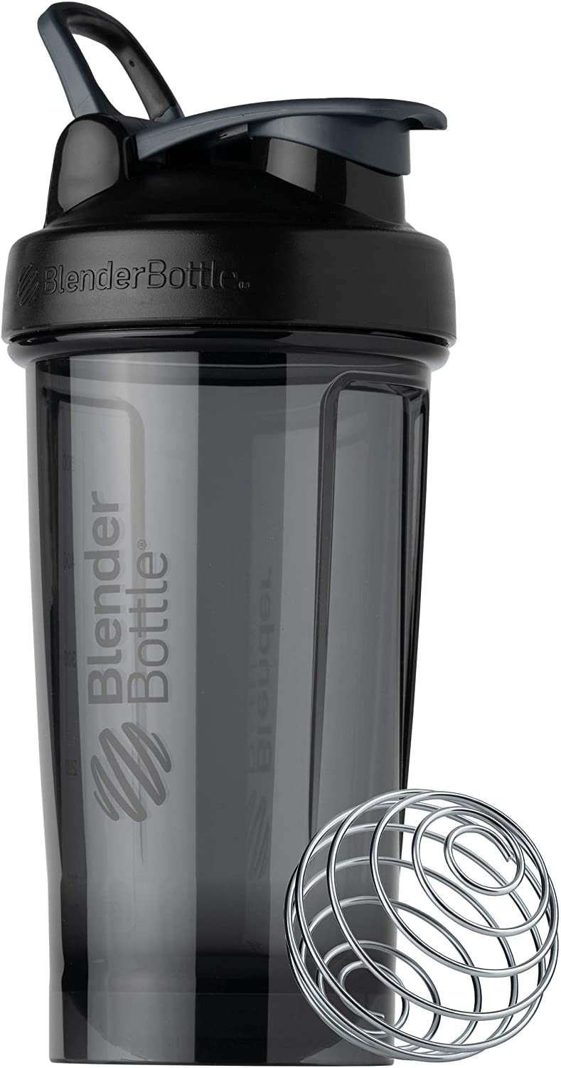BlenderBottle Pro Series Shaker Bottle BlenderBall Rounded Base with  SpoutGuard, 24 Ounce, 2-Pack (Black - Orange)
