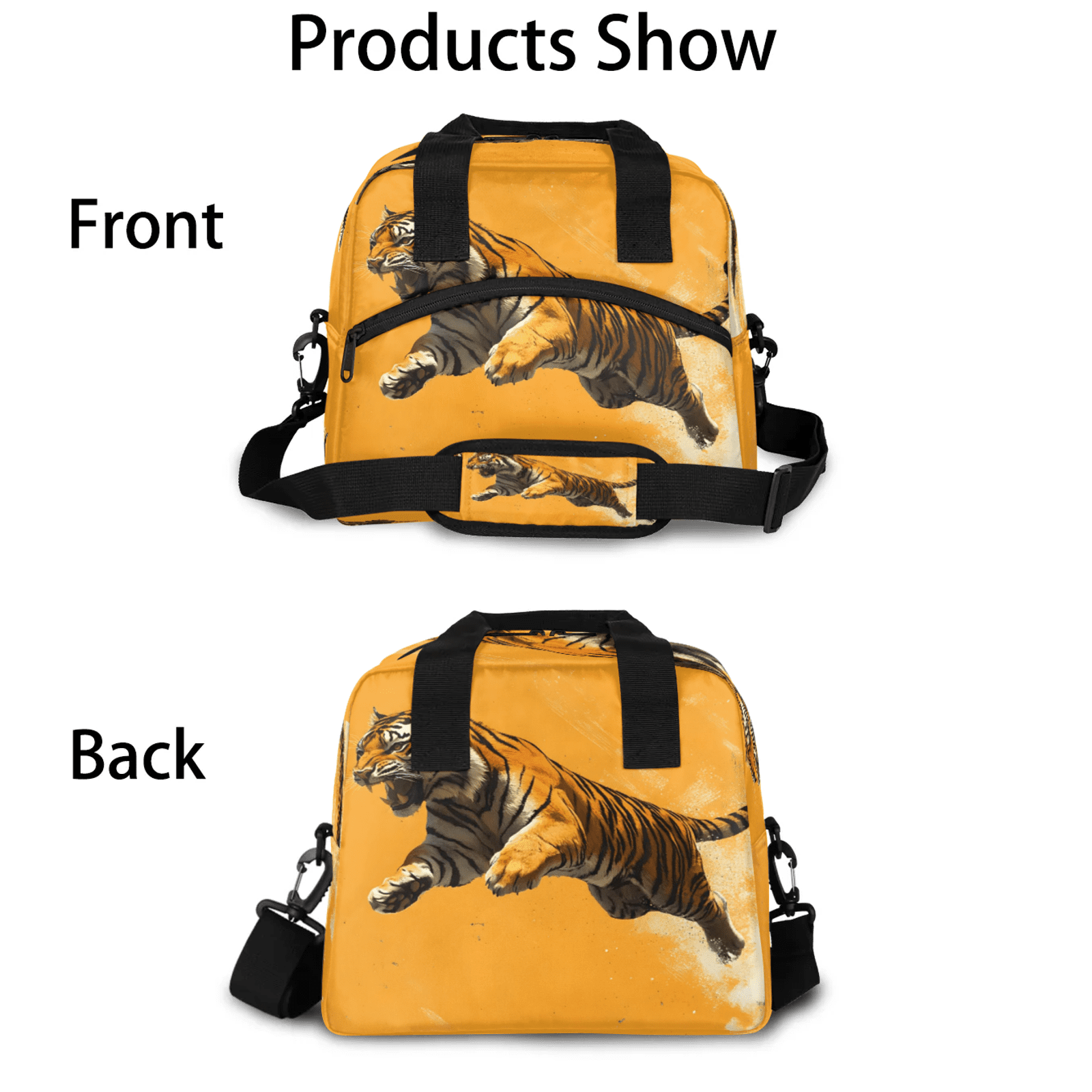 Herdesigns Tiger Lunch Bag for Women Men Adult, Funny Tiger Large Insulated Reusable Lunch Box Leakproof Portable Cooler Tote Bags for Work Picnic Beach