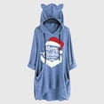 thumbnail image 2 of Top de manga larga con cuello redondo y capucha para mujer con estampado navideño y bolsillo suelto para mujer Pompotops FGAJ11109, 2 of 6