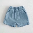 thumbnail image 2 of NOEGOEU Girls Jean Shorts Summer Casual Elastic Waist Wide Leg Soft Denim Shorts for Baby Toddler 3M-6Y (Light Blue,3-6 Months), 2 of 5