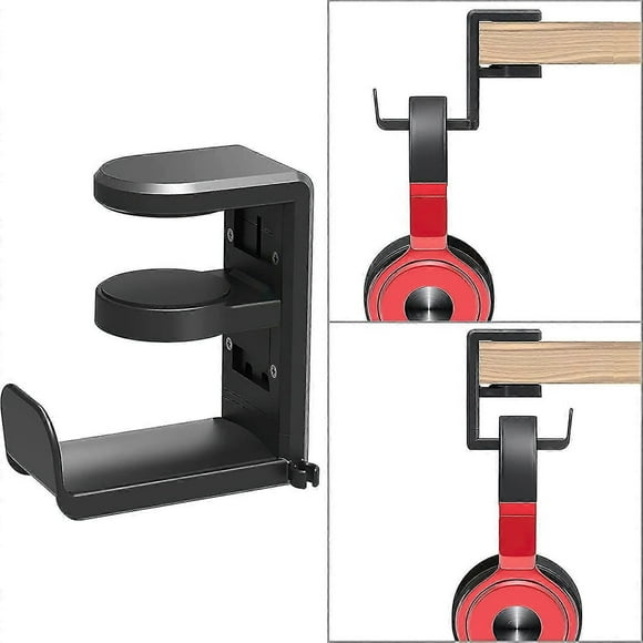 Soporte para auriculares con clip para cable, rotación de 360 grados, clip de resorte ajustable