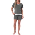 thumbnail image 2 of INSPIRE CHIC Women's Pajama Set Short Sleeve Top with Built-in Bra and Shorts Comfy Sleepwear Lounge Sets with Pockets XL Dark Gray, 2 of 6