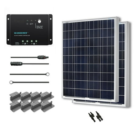 Renogy 200W 12V Solar Panel Polycrystalline Off Grid Starter Kit with Wanderer Charger (Best Off Grid Solar System)