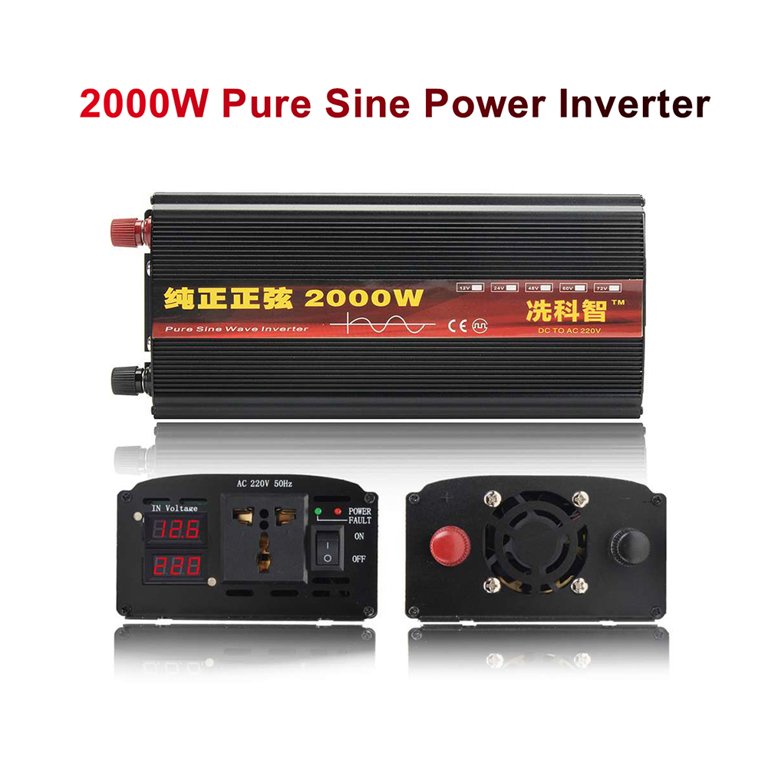 2000/3000/4000W DC 12V to AC 220V 2LED Dispaly Pure Sine Wave Power Inverter, Size: Medium, Other