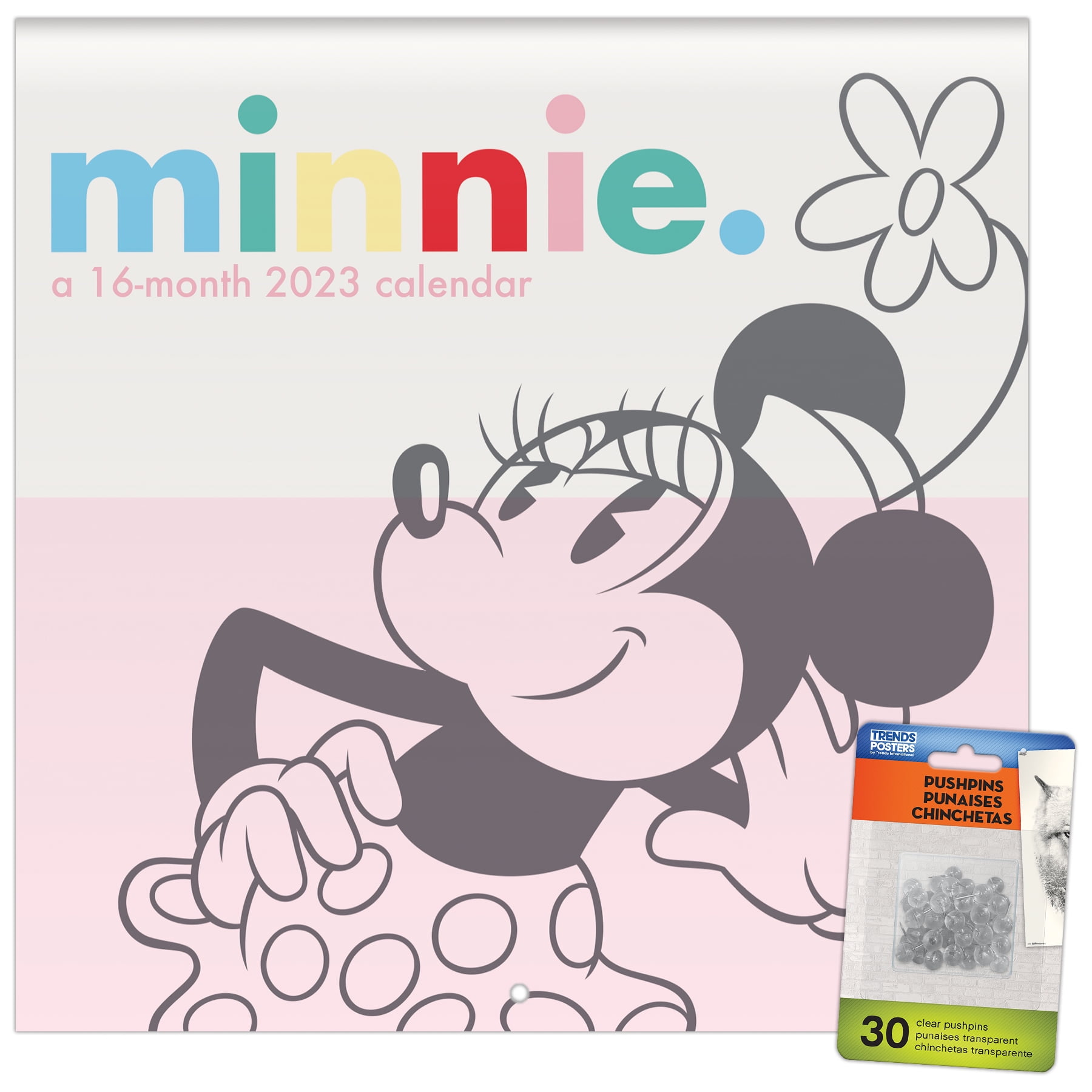 Trends International 2023 Disney Minnie Mouse Wall Calendar & Pushpins