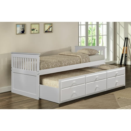 Merax Twin Storage Rake Bed With 3 Drawers, White ...