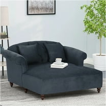 JERFIT Contemporary Chaise Lounge Loveseat with Accent Pillows, 2-Seater Fabric Sofa for Living Room, Charcoal