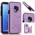 thumbnail image 2 of Asuwish Compatible with Samsung Galaxy S9 Wallet Phone Case Tempered Glass Screen Protector and Flower PU Leather Credit Card Holder Stand Slot Mobile Cell Cover for S 9 Edge 9S GS9 Women Men Purple, 2 of 10