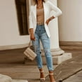 thumbnail image 2 of Womens Lapel Blazer Long Sleeve Solid Formal Suit Jacket Open Front Lightweight Office Cardigan Coat(White), 2 of 7