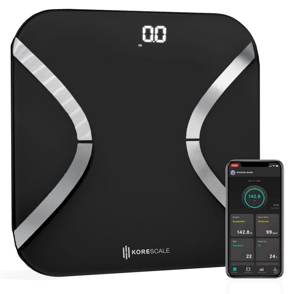 Báscula digital inteligente Korescale Gen2 con IMC, grasa corporal, masa muscular y peso | Báscula de baño de alta precisión, analizador de composición Bluetooth | Compatible con KoreHealth y la app S