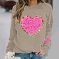 thumbnail image 1 of ICHUANYI Chandail à Col Rond pour Femmes de la Saint-Valentin avec Graphique de Cœur Imprimé, Col Rond, Décontracté, Ample, Chandail à Capuchon, Blouse à Manches Longues, Hauts, 1 of 5