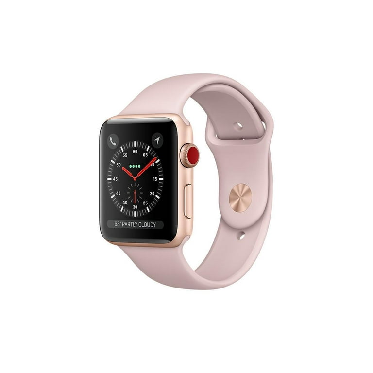 Restored Watch Series 3 38mm Gold Case Pink Sand Sport Band Cellular MQJQ2LL A Refurbished Walmart