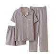 thumbnail image 2 of Bovxnpu Men Pajamas Sets Button-Down Sleepwear Summer Gauze 3-Piece Short Sleeve Shorts Pants Breathable Sleepwear, 2 of 8