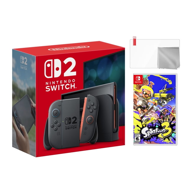 Nintendo Switch 2 Console 256GB 7.9-Inch 1080P HDR Touch Screen, Joy-Con 2 with Mouse Sensor, Dock, with Splatoon 3 And Microfiber Cleaning Cloth & Screen Protector