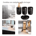 thumbnail image 5 of Juego De Accesorios Para Baño Con Diseño Mármol Elegante Negro Dorado, 5 of 5
