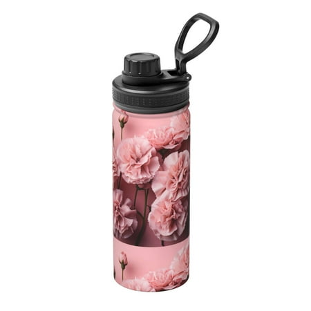 

Ocsxa Delicate Pink Carnations Print 18oz Stainless Steel Water Bottle Unisex Water Bottle Insulated Sports Water Cup Flask for Cold Water Drinks/Sports/Travel/Car/School