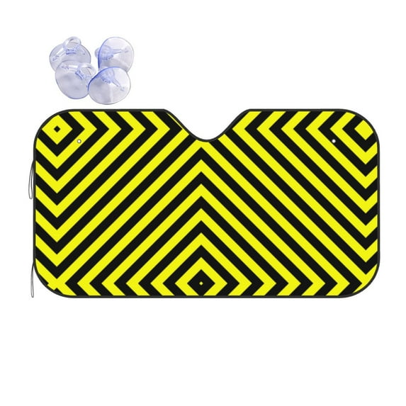 XMXY Car Sun Shade Windshield, Yellow Stripes Automotive Front Window Sun Visor for Cars SUV Trucks, Small Size