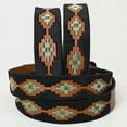 thumbnail image 2 of BE BAR H EQUINE Western Genuine Leather Men And Women Brown Belt Embroidered Black & Light Green, 2 of 4