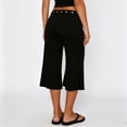 thumbnail image 6 of Women Studded Flare Gaucho Pants Low Rise Wide Leg Culottes Cropped Pants Y2k Streetwear Casual Capris Dark Gray L, 6 of 9