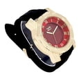 thumbnail image 3 of Charles Raymond Bling-ed Out Hip Hop Rubber Bullet Band Mens Watch and Iced Cuban Bracelet - RWC2021 (GJM Blk Red Glitter Gold), 3 of 7