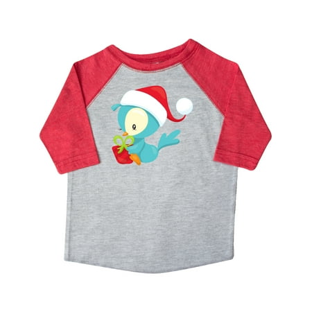 

Inktastic Christmas Bird Blue Bird Bird With Present Gift Toddler Boy or Toddler Girl T-Shirt