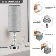 Crystal Table Lamp 17.9, 3-Way Dimmable with Touch Control, Bulb Included, USB Charging Port, AC Outlet – Suitable for Living Room, Bedroom, Study - Lighting