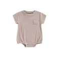 thumbnail image 1 of xiaxaixu Barboteuses pour Filles et Garçons, Été Manches Courtes Col Rond Poche Poitrine Combinaison Courte pour Bébé, 1 of 8