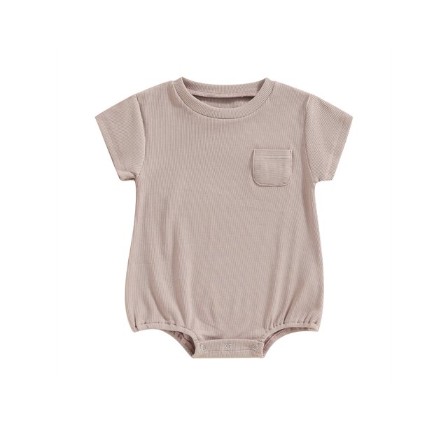 xiaxaixu Barboteuses pour Filles et Garçons, Été Manches Courtes Col Rond Poche Poitrine Combinaison Courte pour Bébé