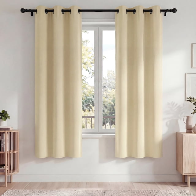 Blackout Blackout Cortinas, Juego de Cortinas de 2 Piezas para Recámara y Sala de Estar 42x72 Pulgadas, Cortinas Térmicas Aislantes Que Oscurecen la Habitación con Ojales, Reducción de Ruido y Bloque