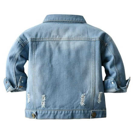 

dmqupv Top Jacket Baby Jeans Button Pocket Kids Coat Jacket Boys Toddler Down Denim Girls Coat&jacket Boys Flannel Jacket Coat Blue 3-4 Years
