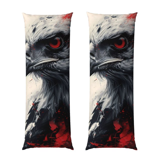 Fotbe Red Black Ink Style Bald Eagle Funda para Almohada Corporal con Diseño, Funda de Microfibra Ultrasuave de 20x54 Pulgadas, Ropa de Cama Elegante
