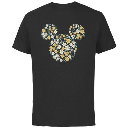 Disney Mickey Mouse March Birth Month Birthstone & Flowers - Short Sleeve Cotton T-Shirt for Adults - Customized-Black