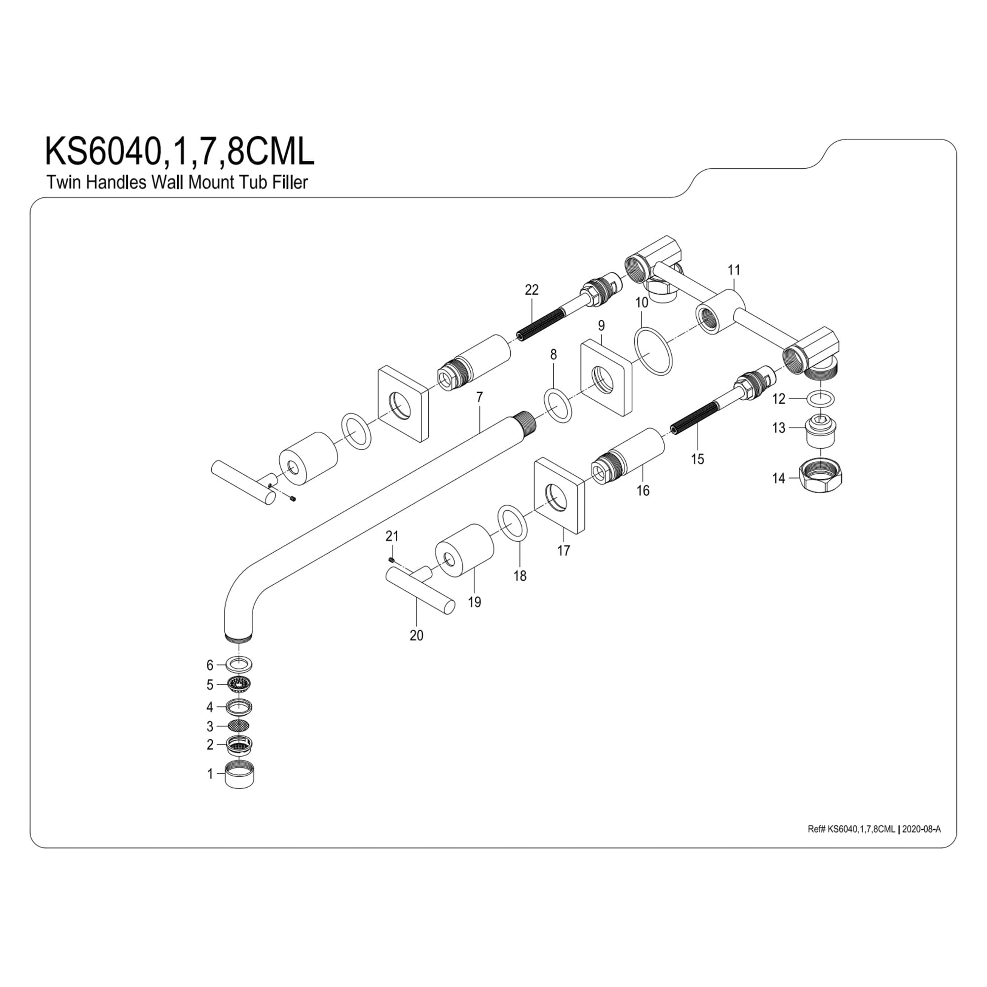 Kingston Brass KS6047CML Manhattan Two-Handle Wall Mount Roman Tub Faucet, Brushed Brass