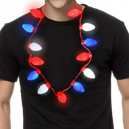 USA String Lights Necklace Red White Blue July 4th Holiday Party Décor LED