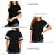 thumbnail image 5 of Blusa de verano con bloques de color, cuello redondo, manga corta, holgada, informal, a rayas, top de verano para mujer, negro, XXL, 5 of 6
