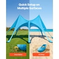 thumbnail image 5 of VEVOR Beach Tent Sun Shelter, UPF50+ Sun Protection, 9.2 ft Tall, 20 x 13 ft, Easy Pop Up Beach Canopy with Sandbags, Stability Poles, Sand Shovels, Portable Shade for Family Outings, Camping,Fishing, 5 of 9