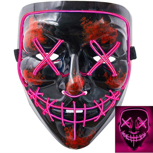 Halloween Mask Led Light Up Scary Mask for Festival Cosplay Halloween Masquerade Costume Parties Black