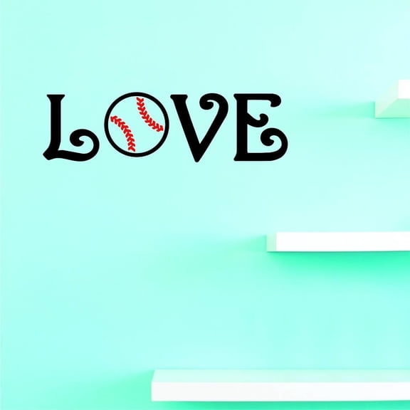 Custom Decals Love Baseball Wall Art Size: 10 X 36 Inches Color: Multi
