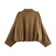 thumbnail image 3 of Chaqueta de Ante Sintético para Mujer con Solapa y Bolsillo, Estilo Piloto, Informal, de Larga, Estilo Urbano Moderno Marrón S, 3 of 5
