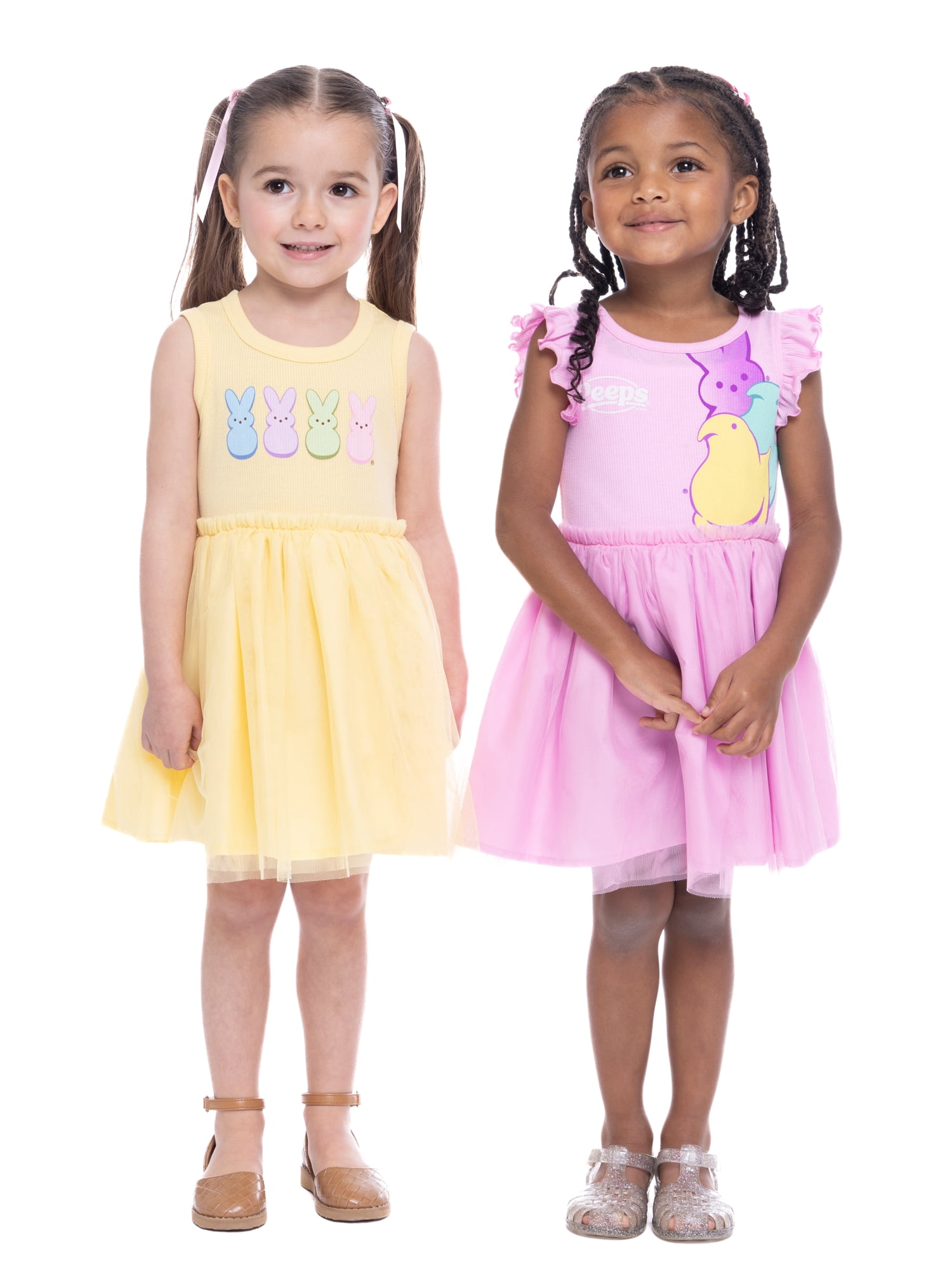 Peeps Toddler Girls’ Tutu Easter Dress with Flutter Sleeves, Sizes 12M-5T