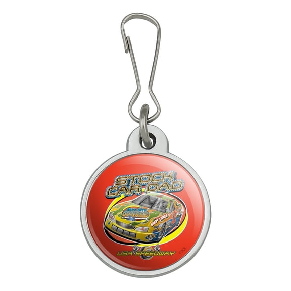 Stock Car Racing Dad USA Speedway Garage Jacket Handbag Purse Luggage Backpack Zipper Pull Charm