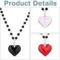 thumbnail image 3 of 3pcs 3 colors Glass Heart Pendant Necklaces set with Plastic Beaded Chains Alloy Necklaces for Women Mixed color 18.03 inch(45.8cm) 1pc/color, 3 of 6