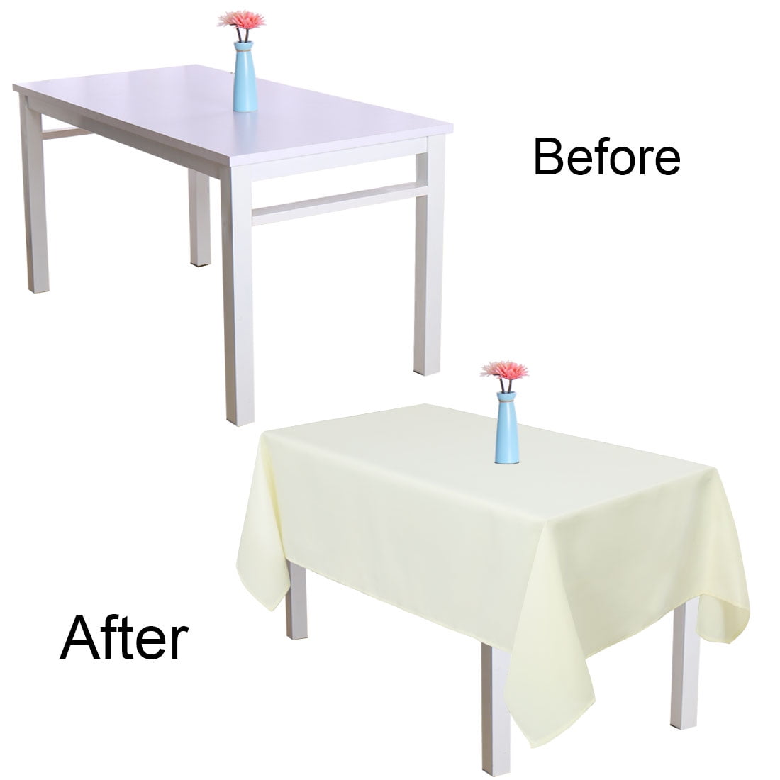 Unique Bargains Rectangle Tablecloth soft and comfortable Polyester Table Cover Beige 55" x 70"