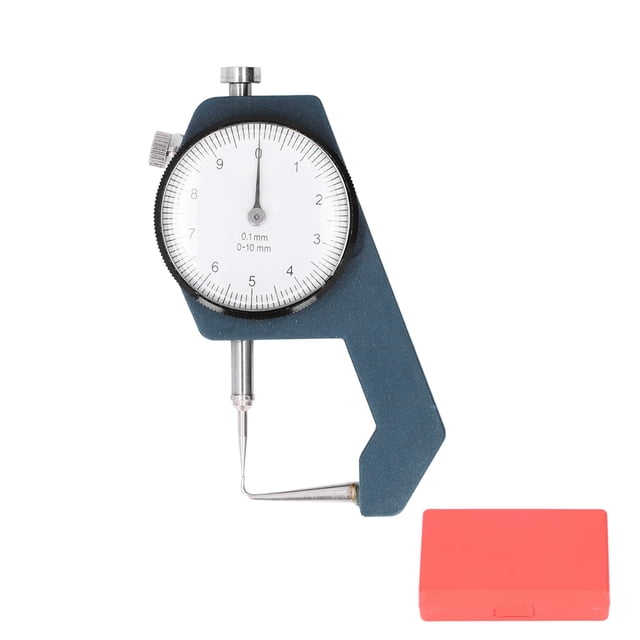 Dial Thickness Gauge, Portable Accurate Tip Head Thickness Measuring Tool Curved Tip With Plastic Box For Leather For Circular Tube