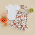 thumbnail image 4 of Douhoow Summer Infant Baby Girls Outfit Short Sleeve Romper + Pumpkin Floral Flare Pants, 4 of 8