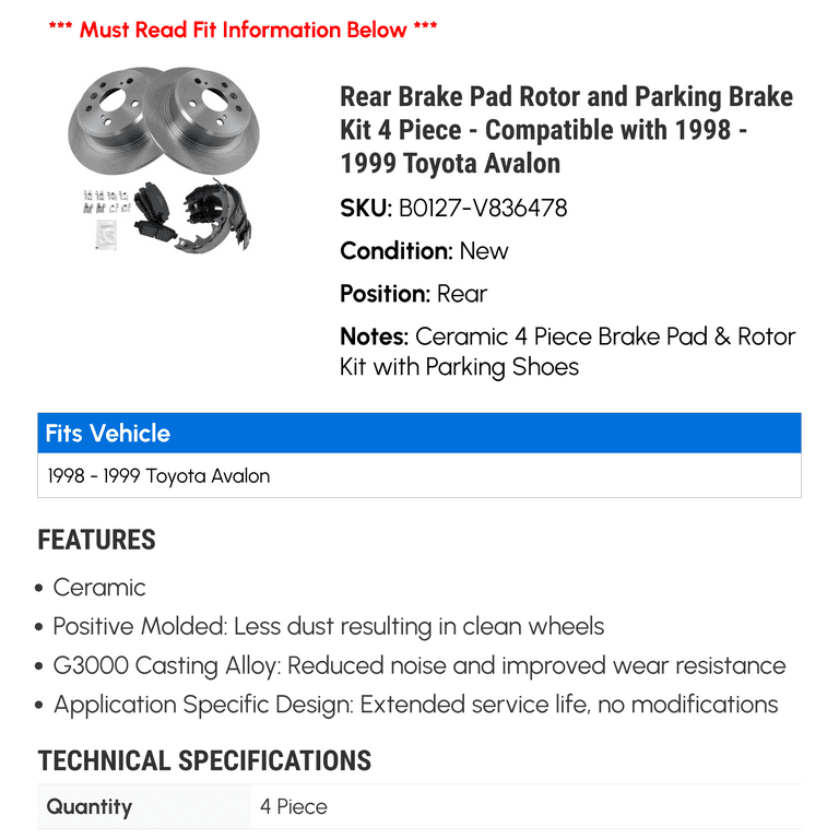 Sell Rear Brake Hardware Kit 97WNXH75 For Toyota Avalon 1996 1995 1999