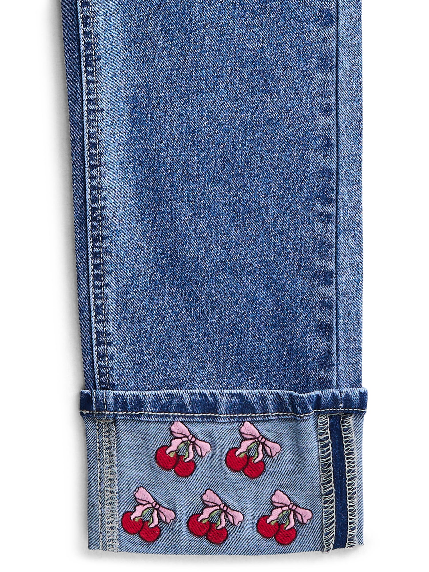 Gogo Star Girls Embroidered Cherry Straight Leg Jean, Size 5–18