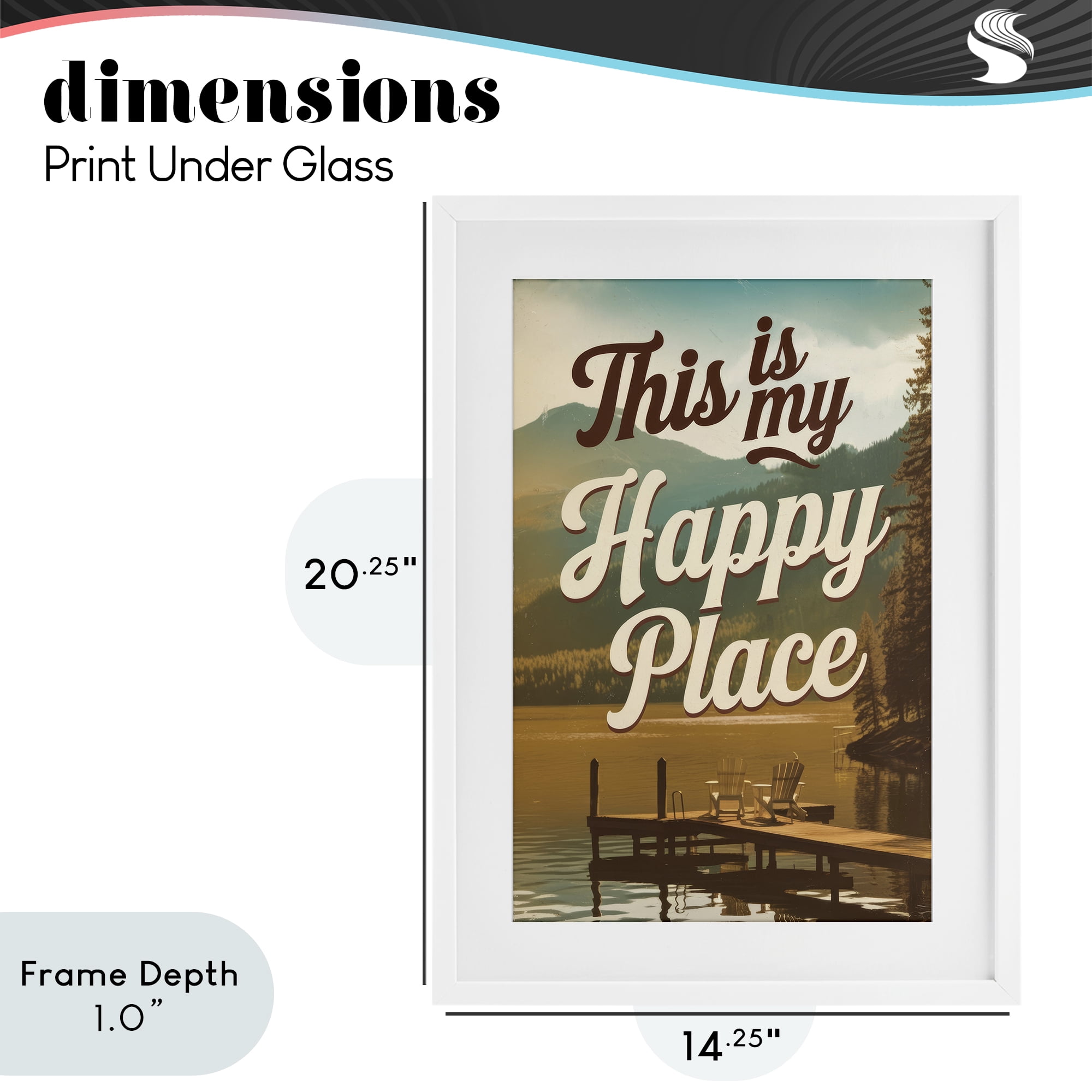 Stupell Industries Vintage My Happy Place White Framed Print Under Glass, design by Andreas Magnusson