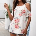 thumbnail image 5 of Summer Dresses for Women 2022, Women's Mini Dress Color Block V Neck Short Sleeve Casual Loose Shift Dresses Holiday Boho Vintage T Shirt Dresses, 5 of 6